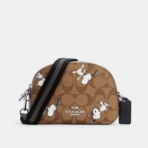 Coach x Peanuts Mini Serena Crossbody Bag Signature Canvas Snoopy Print Purse